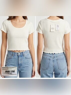 Double Zero Ribbed Lettuce-Edge Crop Top - NWT